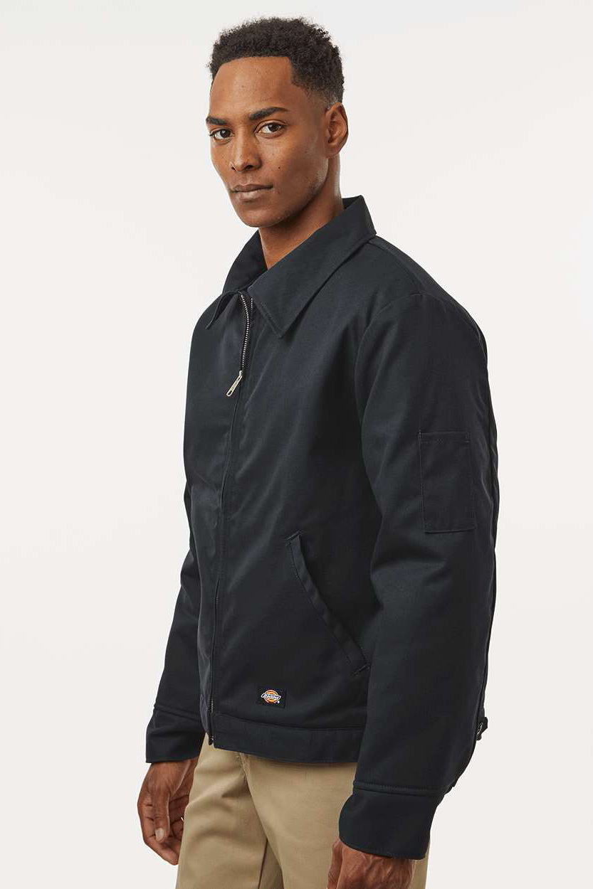 Dickies JT15 Mens Eisenhower Stain Resistant Full Zip Jacket Black Model Side