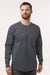 Dickies WL50 Mens Long Sleeve Crewneck T-Shirt w/ Pocket Charcoal Grey Model Front
