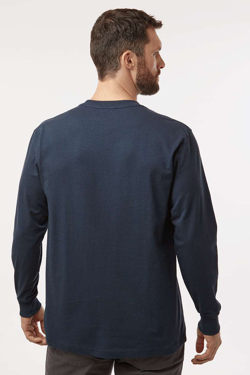 Dickies WL50 Mens Long Sleeve Crewneck T-Shirt w/ Pocket Dark Navy Blue Model Back