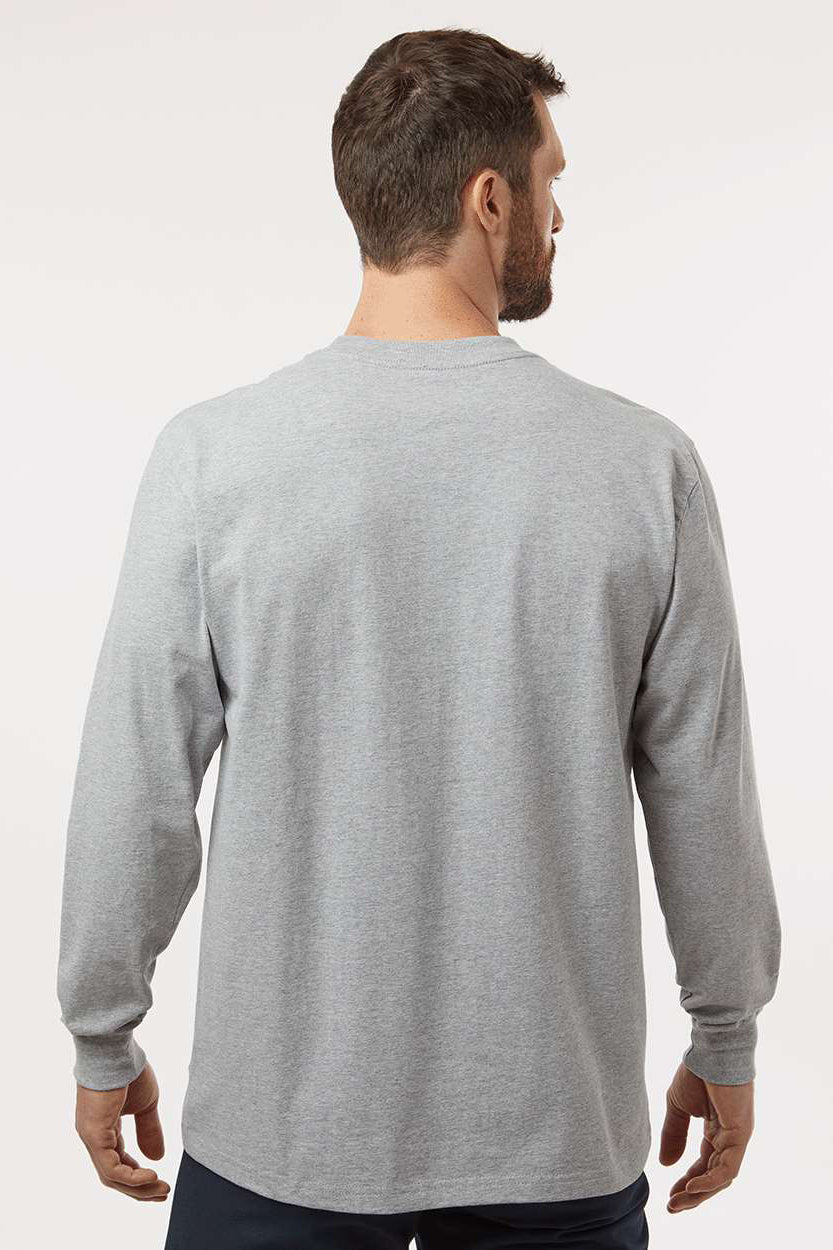 Dickies WL50 Mens Long Sleeve Crewneck T-Shirt w/ Pocket Heather Grey Model Back