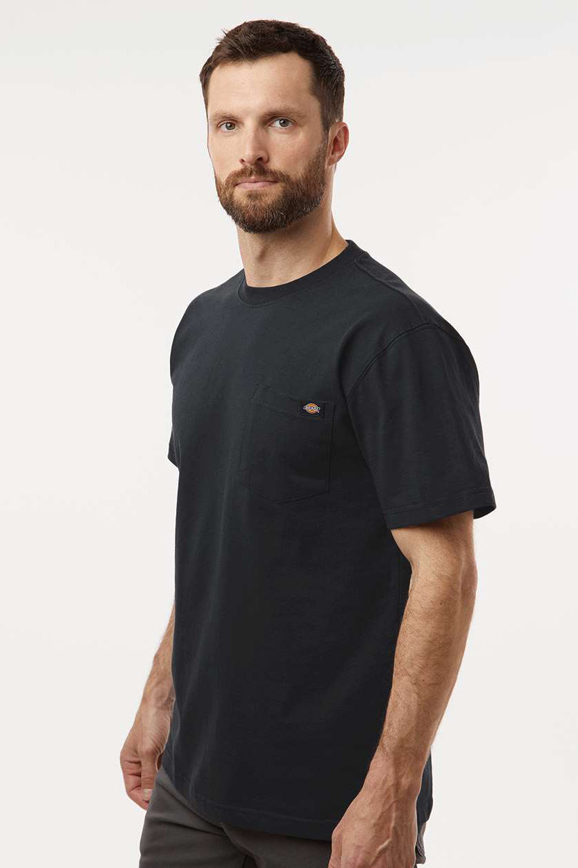 Dickies WS50-D Mens Traditional Short Sleeve Crewneck T-Shirt w/ Pocket Black Model Side