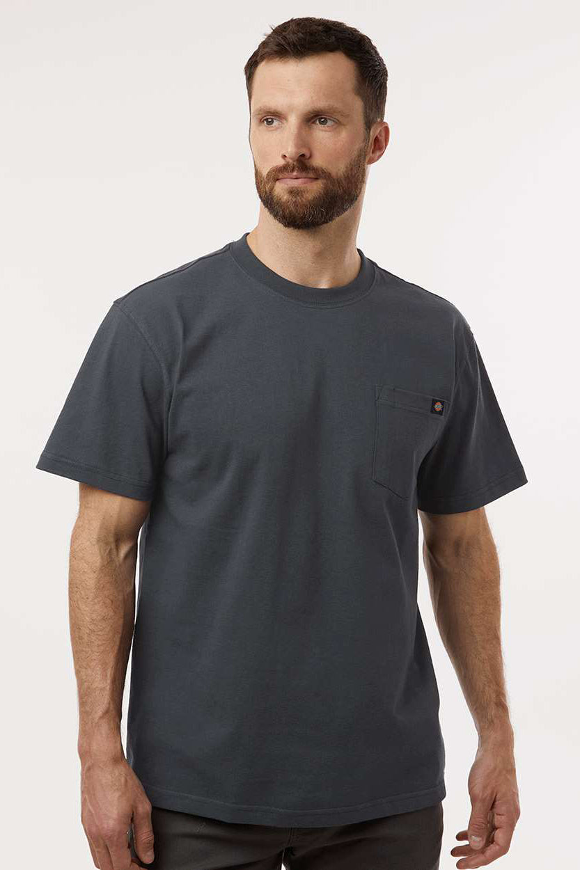Dickies WS50-D Mens Traditional Short Sleeve Crewneck T-Shirt w/ Pocket Charcoal Grey Model Front