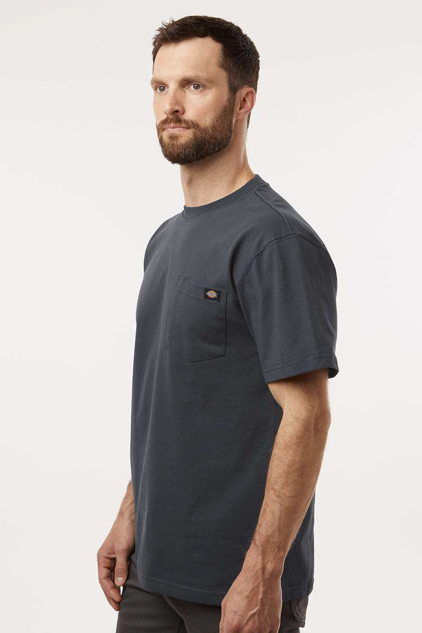 Dickies WS50-D Mens Traditional Short Sleeve Crewneck T-Shirt w/ Pocket Charcoal Grey Model Side