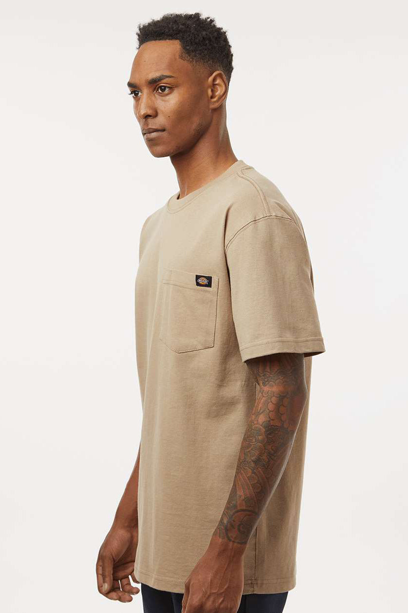 Dickies WS50-D Mens Traditional Short Sleeve Crewneck T-Shirt w/ Pocket Desert Sand Model Side