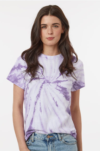 Tie-Dye CD101 Mens Short Sleeve Crewneck T-Shirt Lavender Model Front
