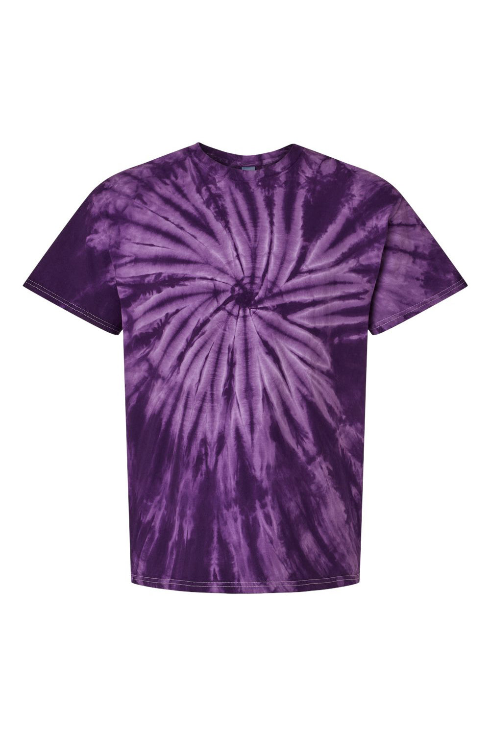 Tie-Dye CD101 Mens Short Sleeve Crewneck T-Shirt Purple Flat Front