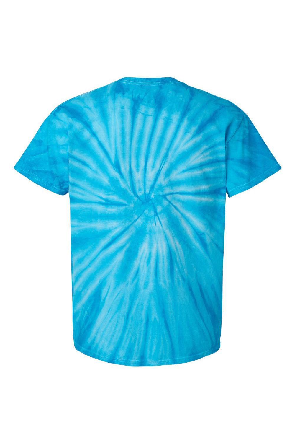 Tie-Dye CD101 Mens Short Sleeve Crewneck T-Shirt Turquoise Blue Flat Back