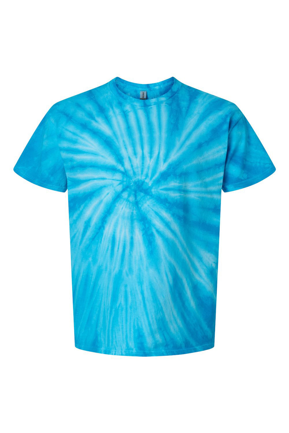 Tie-Dye CD101 Mens Short Sleeve Crewneck T-Shirt Turquoise Blue Flat Front