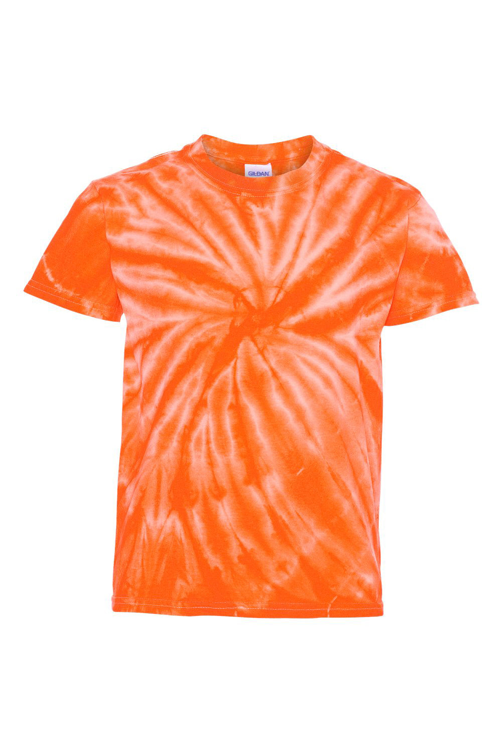 Tie-Dye CD101Y Youth Short Sleeve Crewneck T-Shirt Orange Flat Front