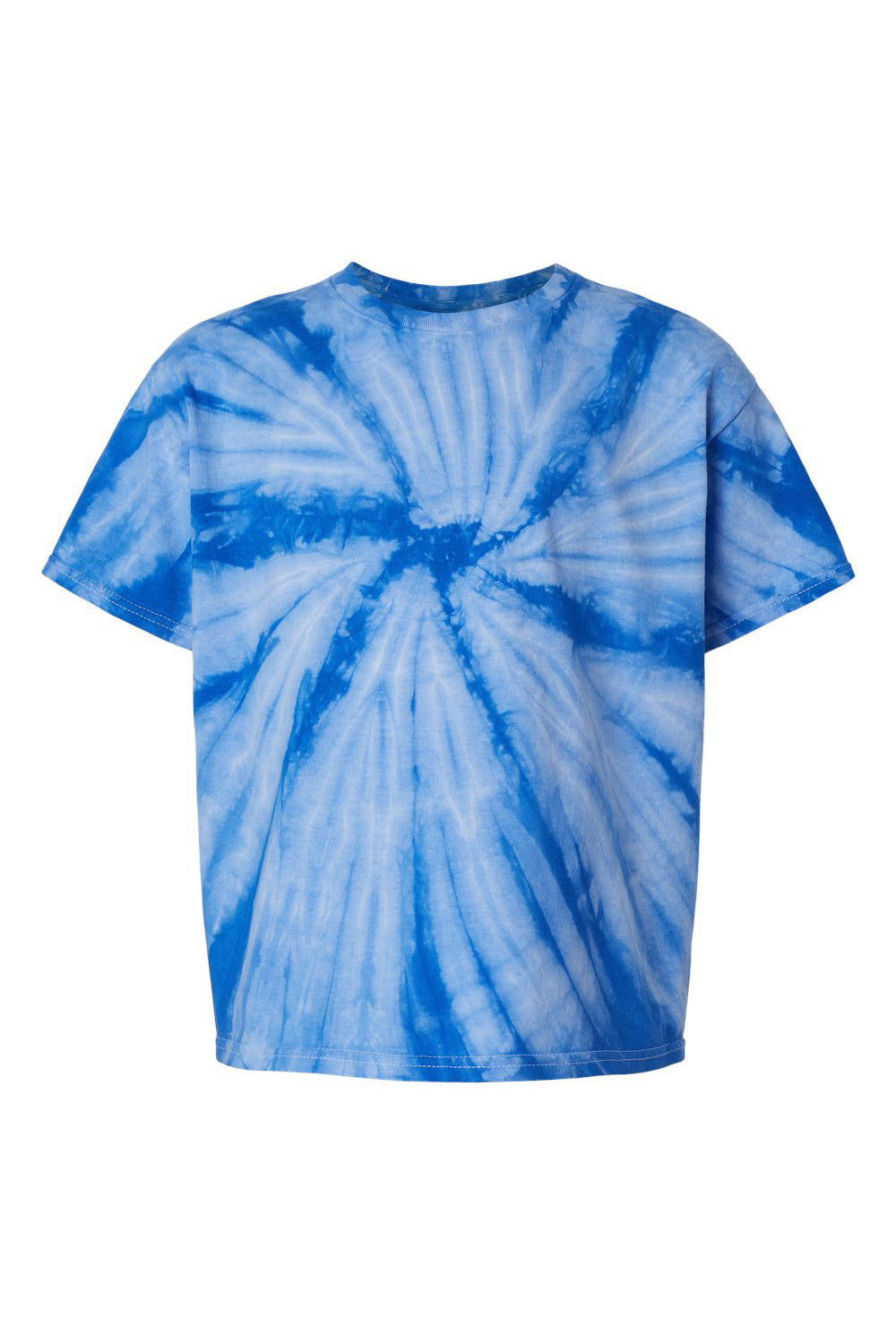 Tie-Dye CD101Y Youth Short Sleeve Crewneck T-Shirt Royal Blue Flat Front