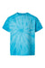 Tie-Dye CD101Y Youth Short Sleeve Crewneck T-Shirt Turquoise Blue Flat Front