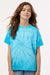 Tie-Dye CD101Y Youth Short Sleeve Crewneck T-Shirt Turquoise Blue Model Front