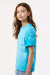 Tie-Dye CD101Y Youth Short Sleeve Crewneck T-Shirt Turquoise Blue Model Side