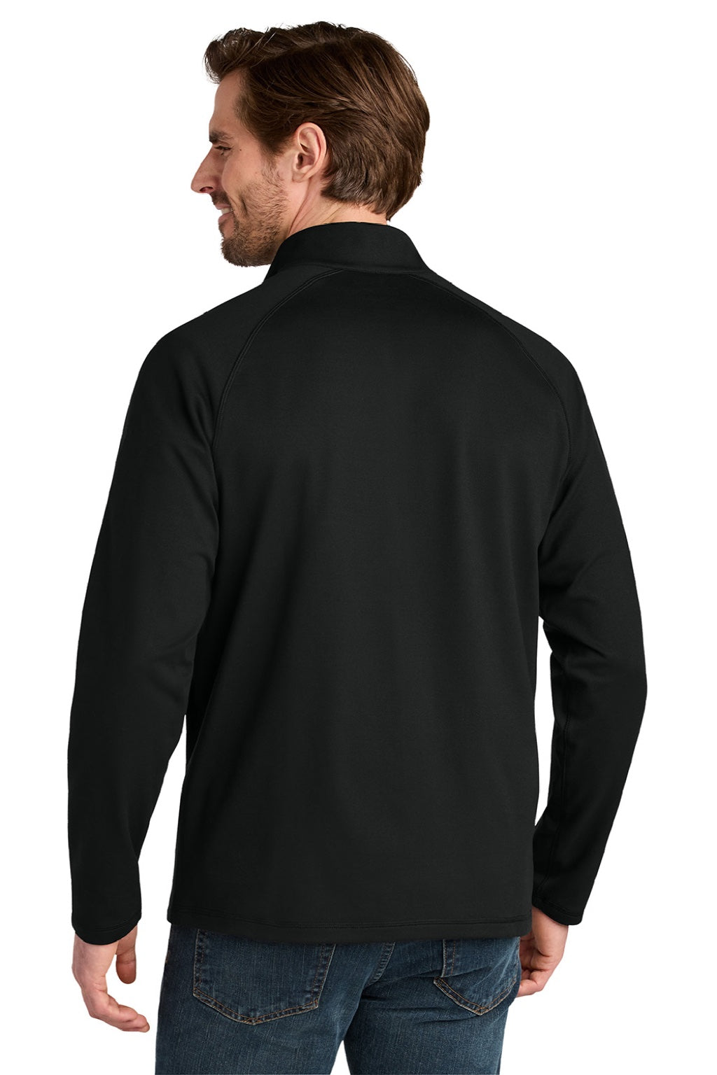 Eddie Bauer EB120 Mens Adventurer 1/4 Zip Sweatshirt Deep Black Model Back