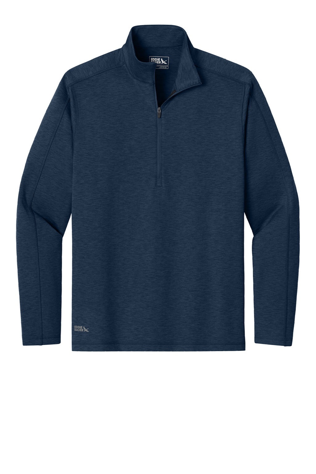 Eddie Bauer EB120 Mens Adventurer 1/4 Zip Sweatshirt Heather River Navy Blue Flat Front