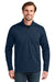 Eddie Bauer EB120 Mens Adventurer 1/4 Zip Sweatshirt Heather River Navy Blue Model Front