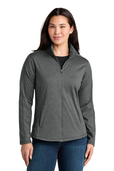 Eddie Bauer EB121 Womens Adventurer Full Zip Sweatshirt Heather Metal Grey Model Front