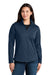 Eddie Bauer EB121 Womens Adventurer Full Zip Sweatshirt Heather River Navy Blue Model Front