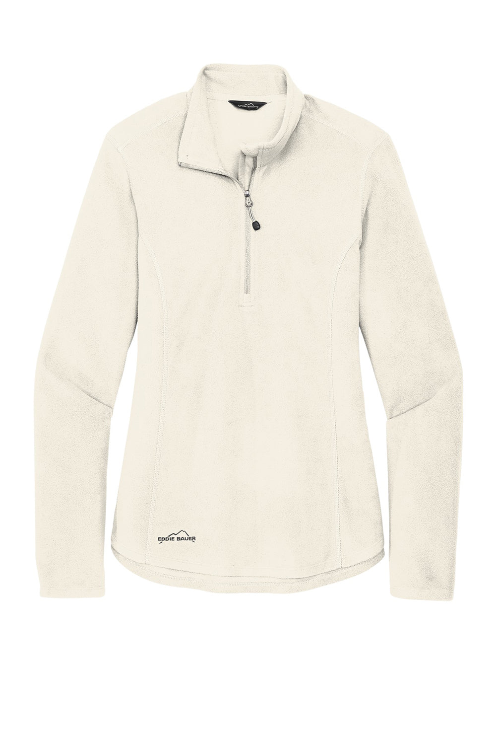Eddie Bauer EB227 Womens Pill Resistant Microfleece 1/4 Zip Jacket Ivory Flat Front