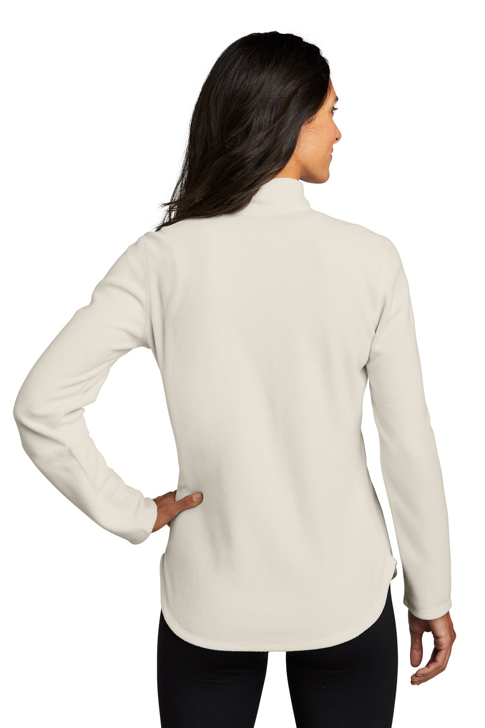 Eddie Bauer EB227 Womens Pill Resistant Microfleece 1/4 Zip Jacket Ivory Model Back