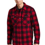Eddie Bauer Mens Woodland Snap Front Shirt Jacket w/ Double Pockets - Radish Red/Black