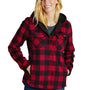 Eddie Bauer Womens Woodland Snap Front Shirt Jacket w/ Double Pockets - Radish Red/Black