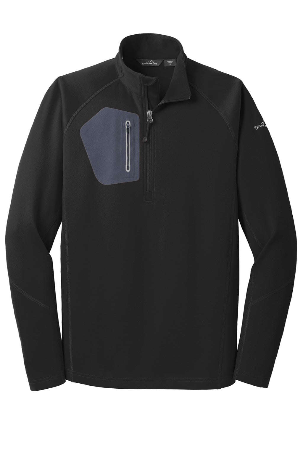 Eddie Bauer EB234 Mens Performance Fleece 1/4 Zip Sweatshirt w/ Pocket Black Flat Front