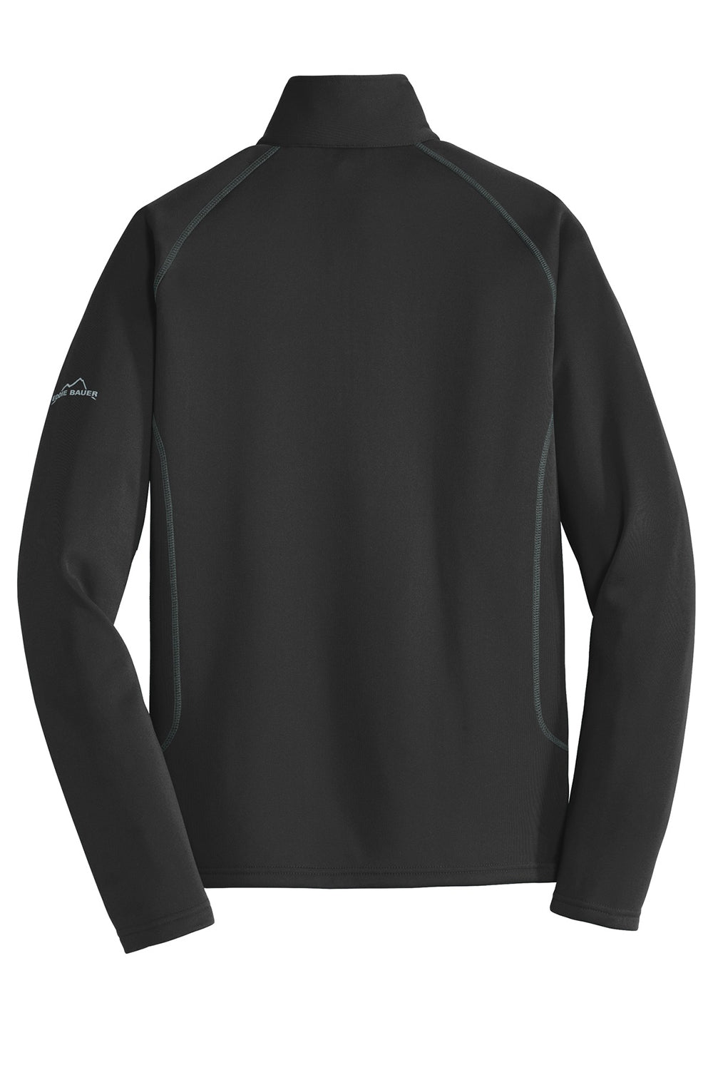 Eddie Bauer EB236 Mens Smooth Fleece 1/4 Zip Sweatshirt Black Flat Back