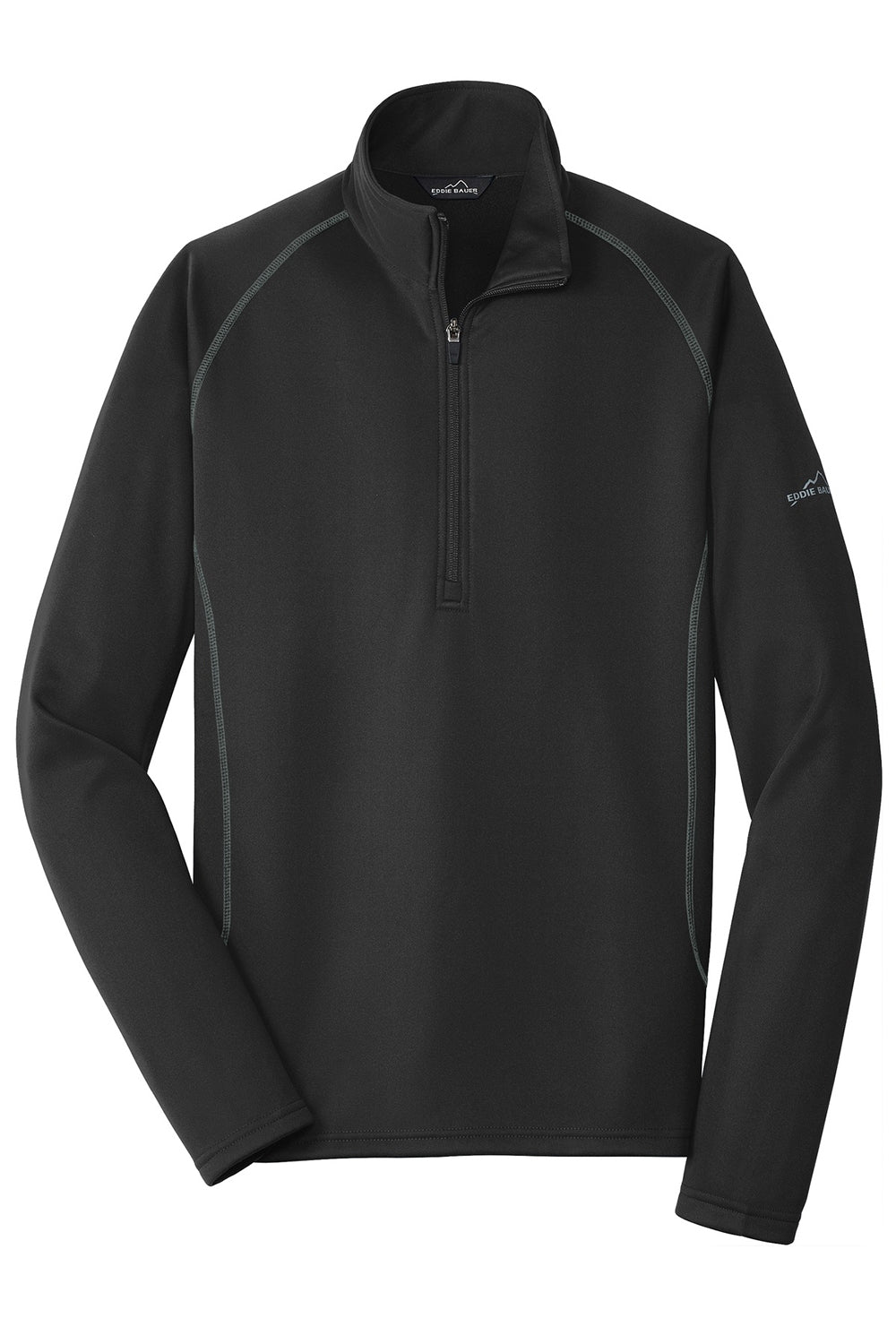 Eddie Bauer EB236 Mens Smooth Fleece 1/4 Zip Sweatshirt Black Flat Front