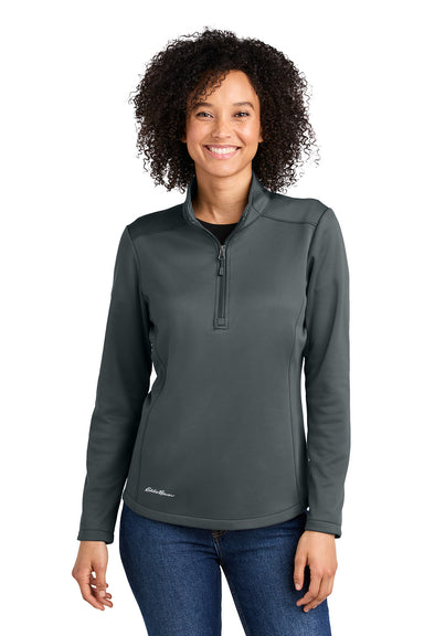 Eddie Bauer EB2370 Womens Smooth Fleece 1/4 Zip Sweatshirt Iron Gate Grey Model Front