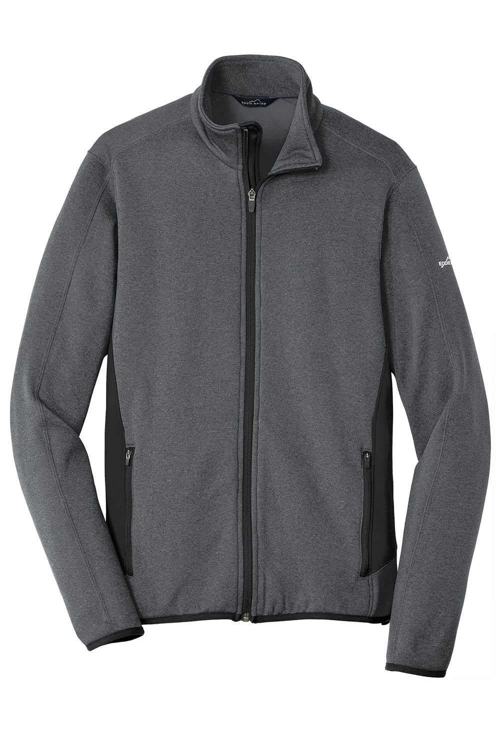 Eddie Bauer EB238 Mens Full Zip Fleece Jacket Heather Dark Charcoal Grey Flat Front