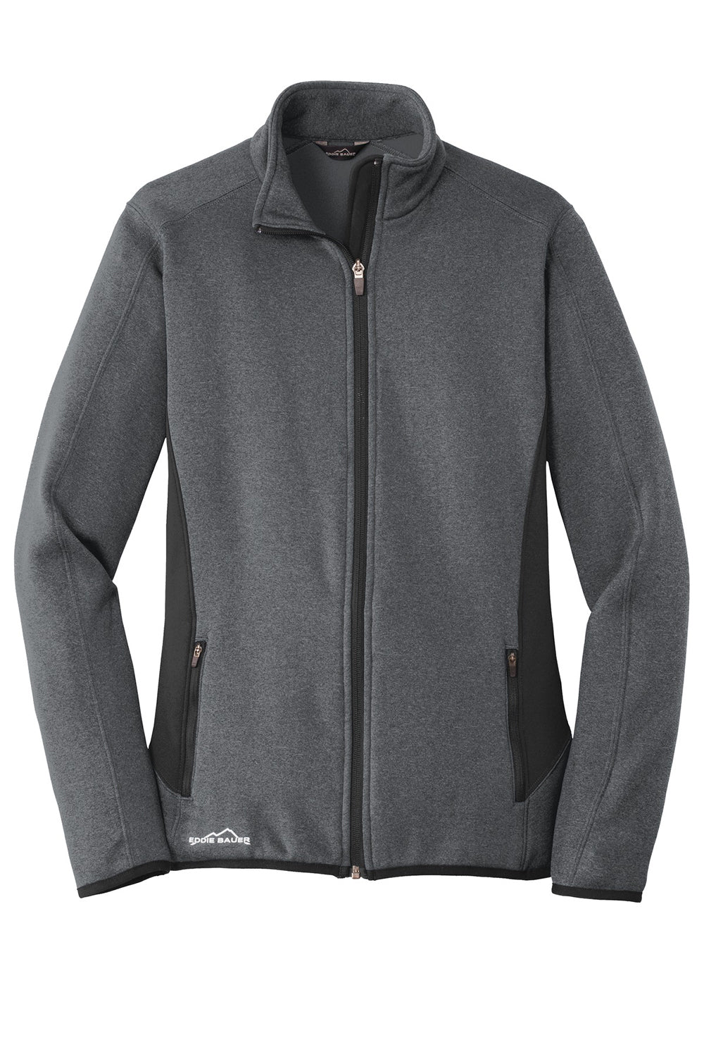 Eddie Bauer EB239 Womens Full Zip Fleece Jacket Heather Dark Charcoal Grey Flat Front