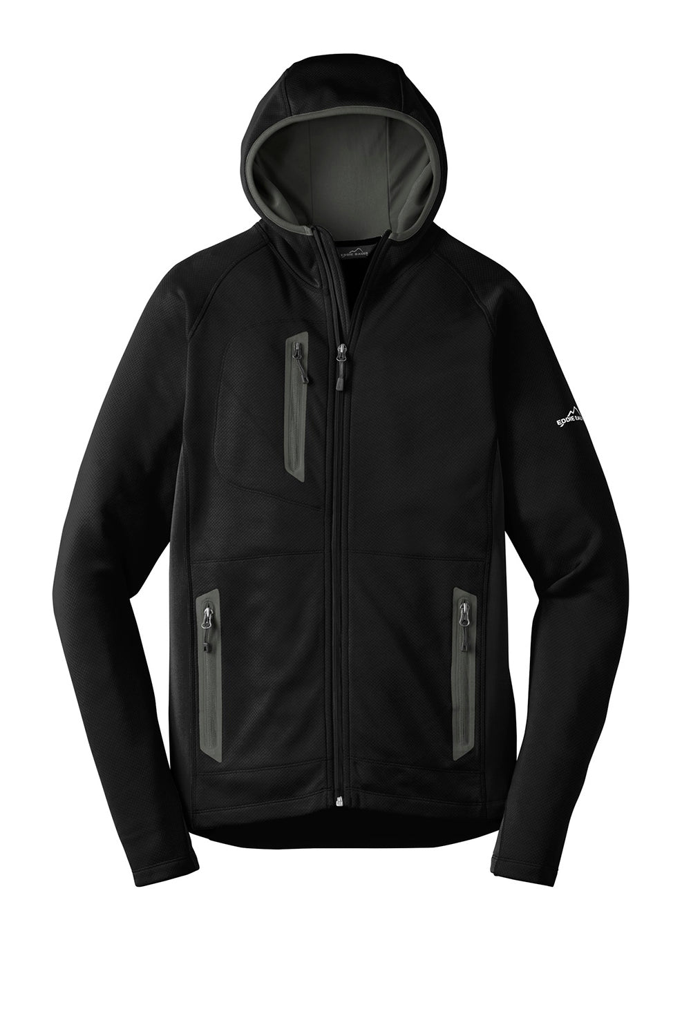 Eddie Bauer EB244 Mens Sport Pill Resistant Fleece Full Zip Hooded Jacket Black Flat Front