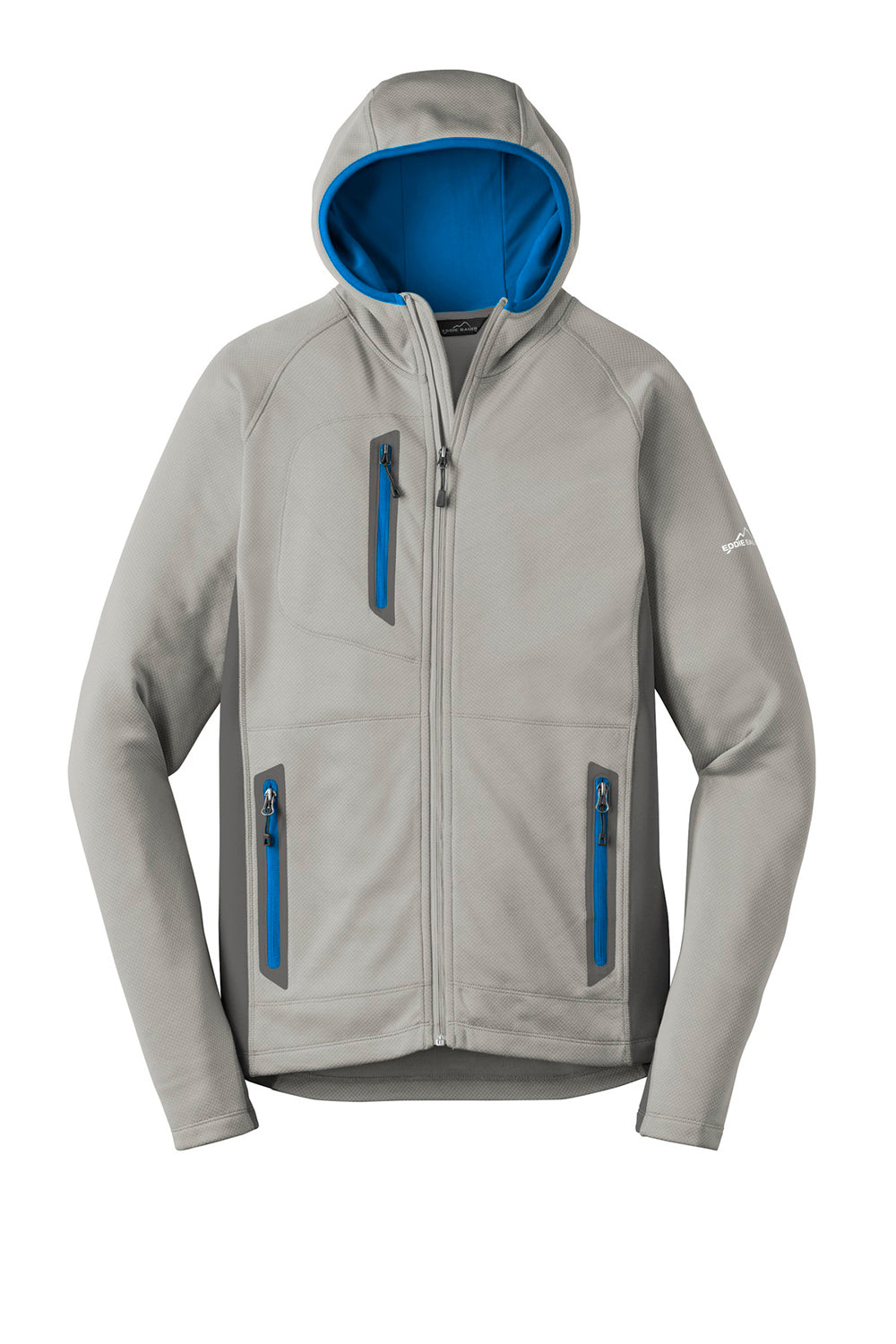 Eddie Bauer EB244 Mens Sport Pill Resistant Fleece Full Zip Hooded Jacket Cloud Grey Flat Front