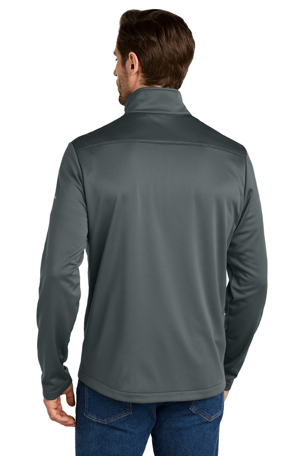 Eddie Bauer EB2460 Mens Smooth Fleece Full Zip Sweatshirt w/ Pockets Iron Gate Grey Model Back