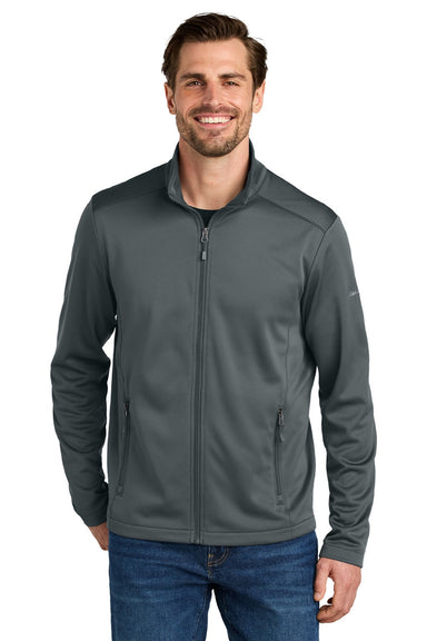 Eddie Bauer EB2460 Mens Smooth Fleece Full Zip Sweatshirt w/ Pockets Iron Gate Grey Model Front