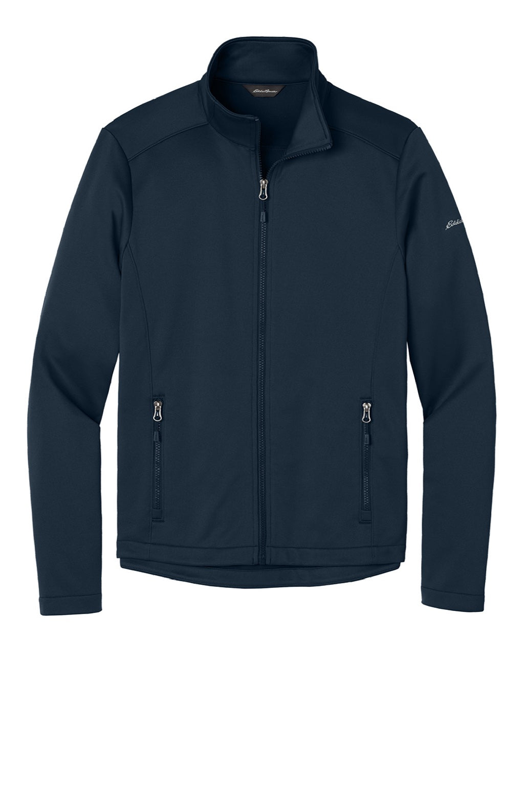 Eddie Bauer EB2460 Mens Smooth Fleece Full Zip Sweatshirt w/ Pockets River Navy Blue Flat Front