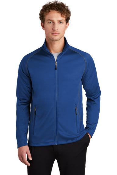 Eddie Bauer EB246 Mens Fleece Full Zip Jacket Cobalt Blue Model Front