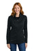 Eddie Bauer EB2470 Womens Smooth Fleece Full Zip Sweatshirt w/ Pockets Black Model Front