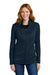 Eddie Bauer EB2470 Womens Smooth Fleece Full Zip Sweatshirt w/ Pockets River Navy Blue Model Front