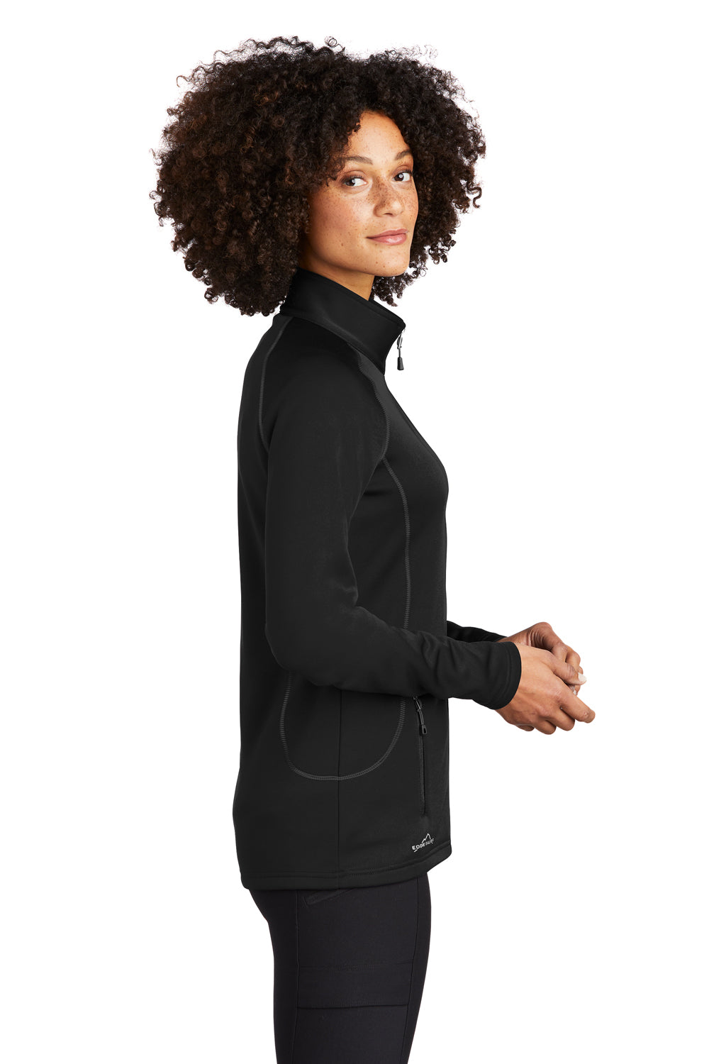 Eddie Bauer EB247 Womens Fleece Full Zip Jacket Black Model Side