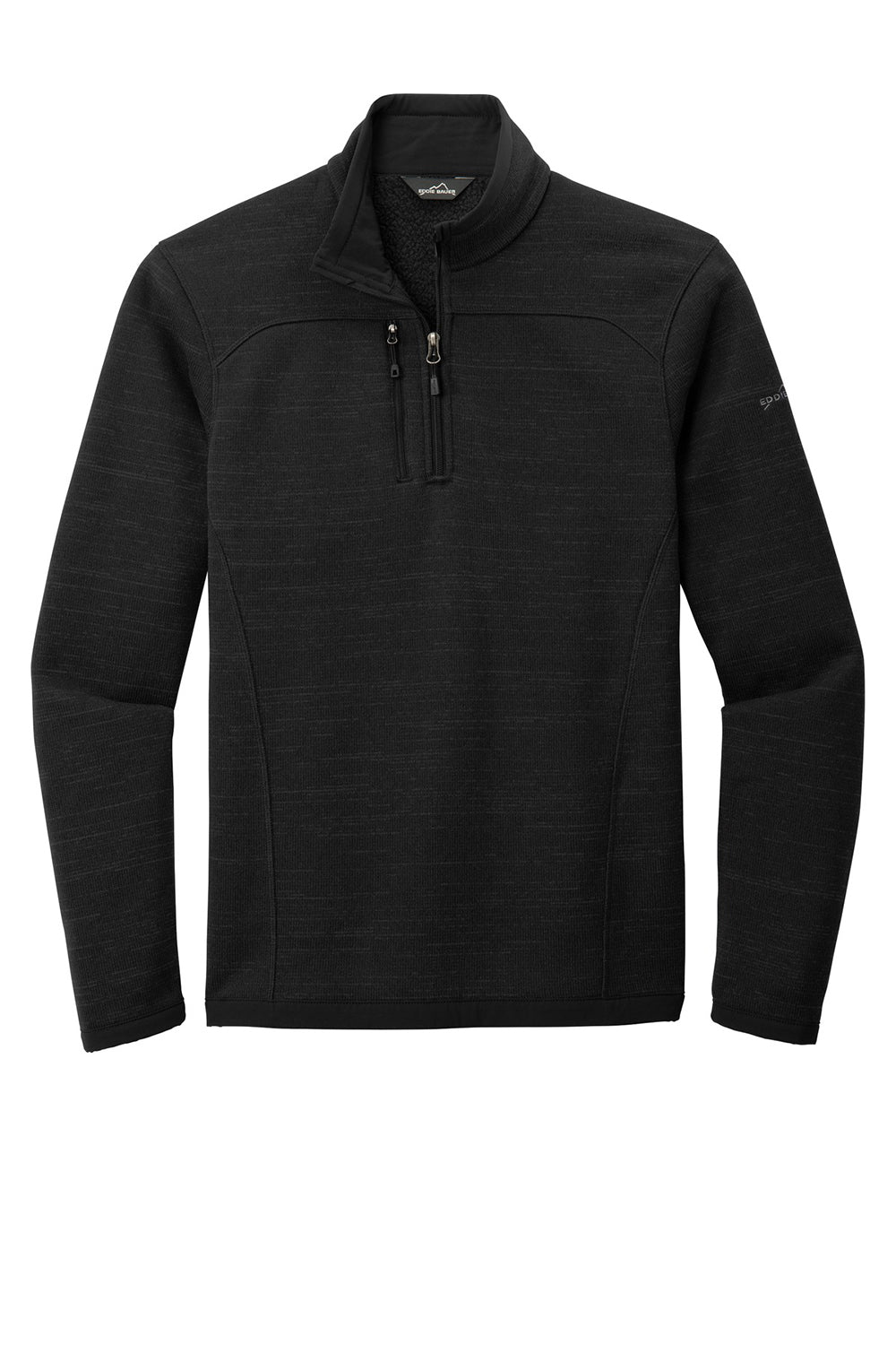 Eddie Bauer EB254 Mens Pill Resistant Fleece 1/4 Zip Jacket Black Flat Front