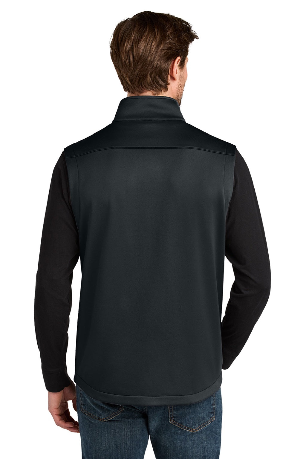 Eddie Bauer EB2560 Mens Full Zip Fleece Vest Black Model Back