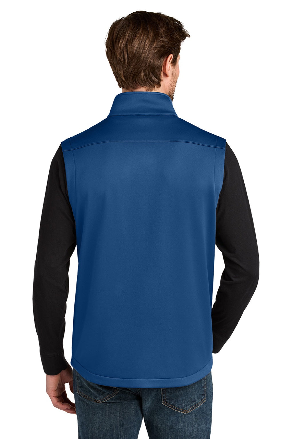 Eddie Bauer EB2560 Mens Full Zip Fleece Vest Cobalt Blue Model Back