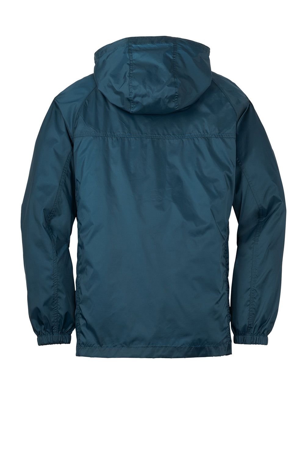 Eddie Bauer EB500 Mens Packable Wind Resistant Full Zip Hooded Jacket Adriatic Blue Flat Back