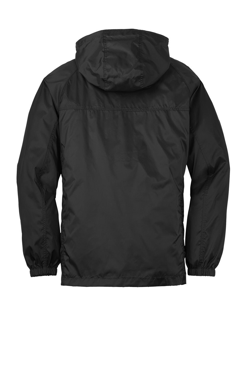 Eddie Bauer EB500 Mens Packable Wind Resistant Full Zip Hooded Jacket Black Flat Back