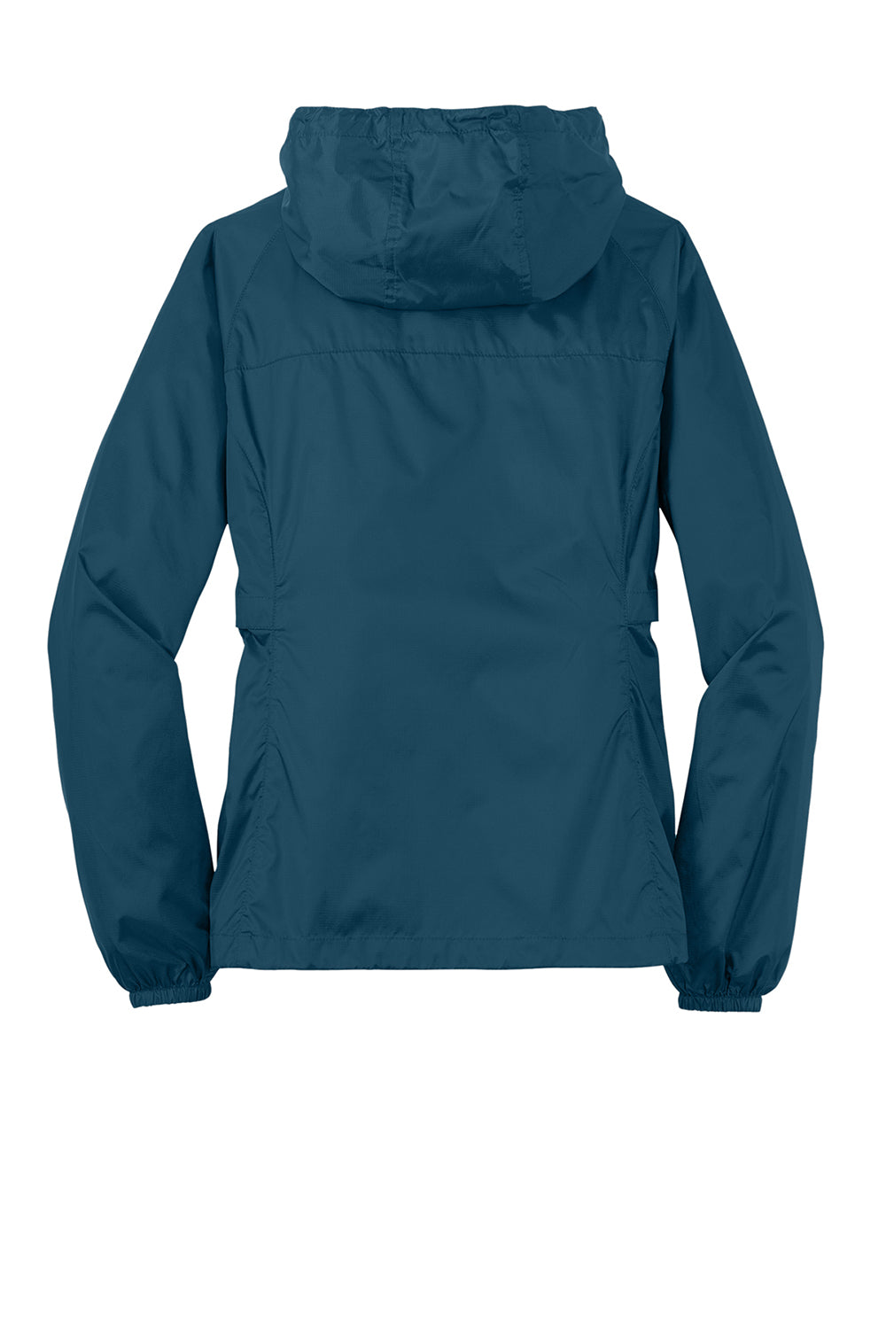 Eddie Bauer EB501 Womens Packable Wind Resistant Full Zip Hooded Jacket Adriatic Blue Flat Back