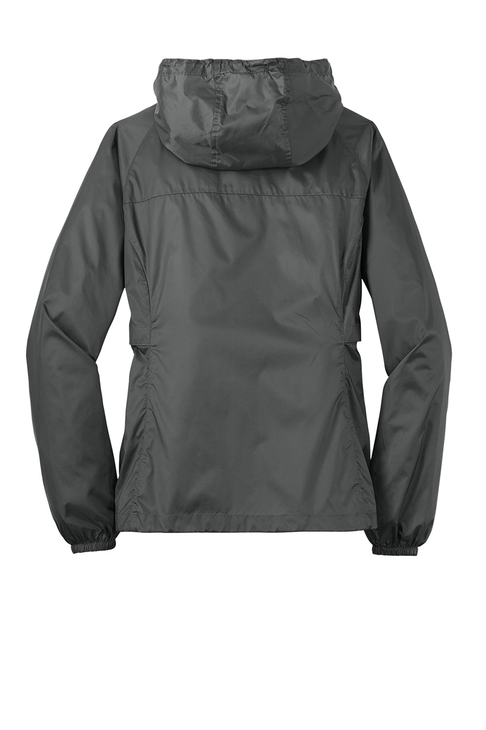 Eddie Bauer EB501 Womens Packable Wind Resistant Full Zip Hooded Jacket Steel Grey Flat Back