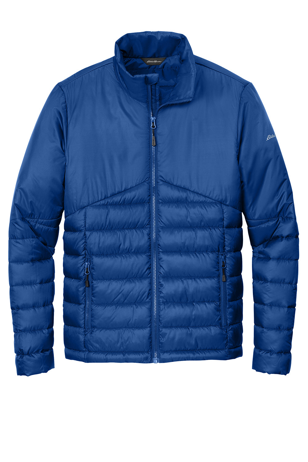 Eddie Bauer EB510 Mens Water Resistant Quilted Full Zip Jacket Cobalt Blue Flat Front
