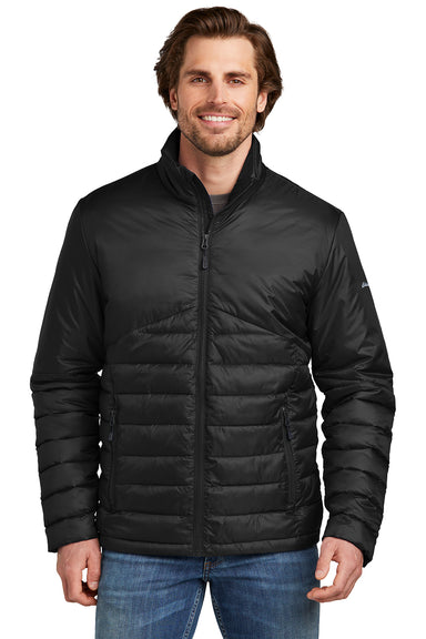Eddie Bauer EB510 Mens Water Resistant Quilted Full Zip Jacket Deep Black Model Front